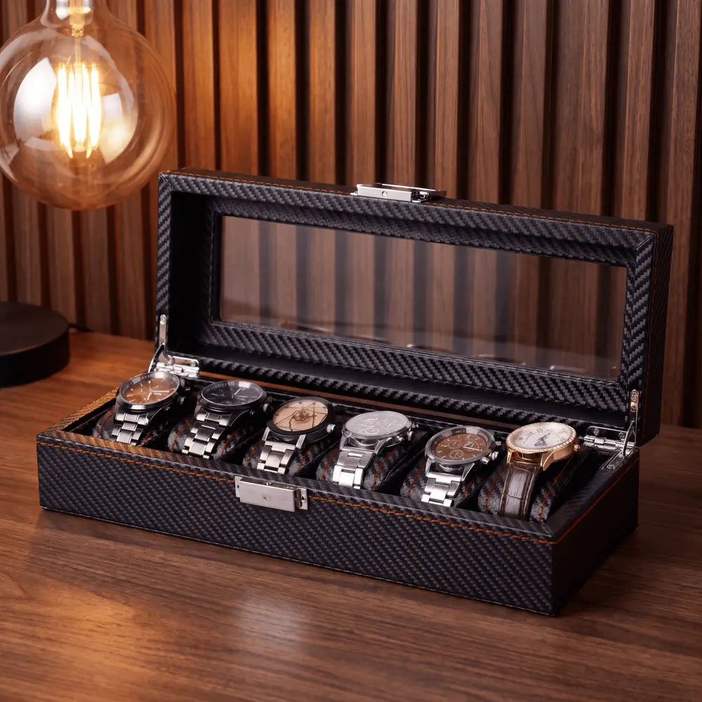 Boîte à montres 6 montres en cuir noir