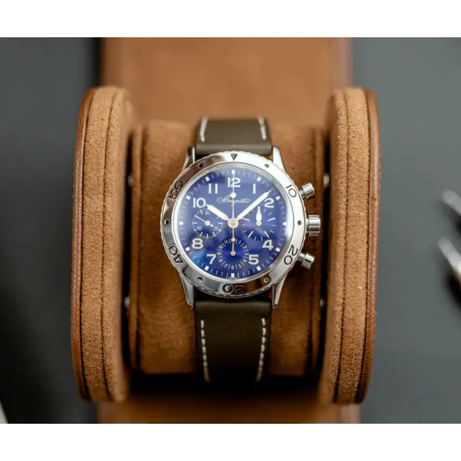 Étui de voyage pour montre en cuir brun 1 montre - vue de trois quarts