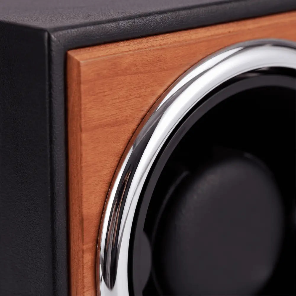 Remontoir cube en bois naturel pour montre automatique - vue de côté