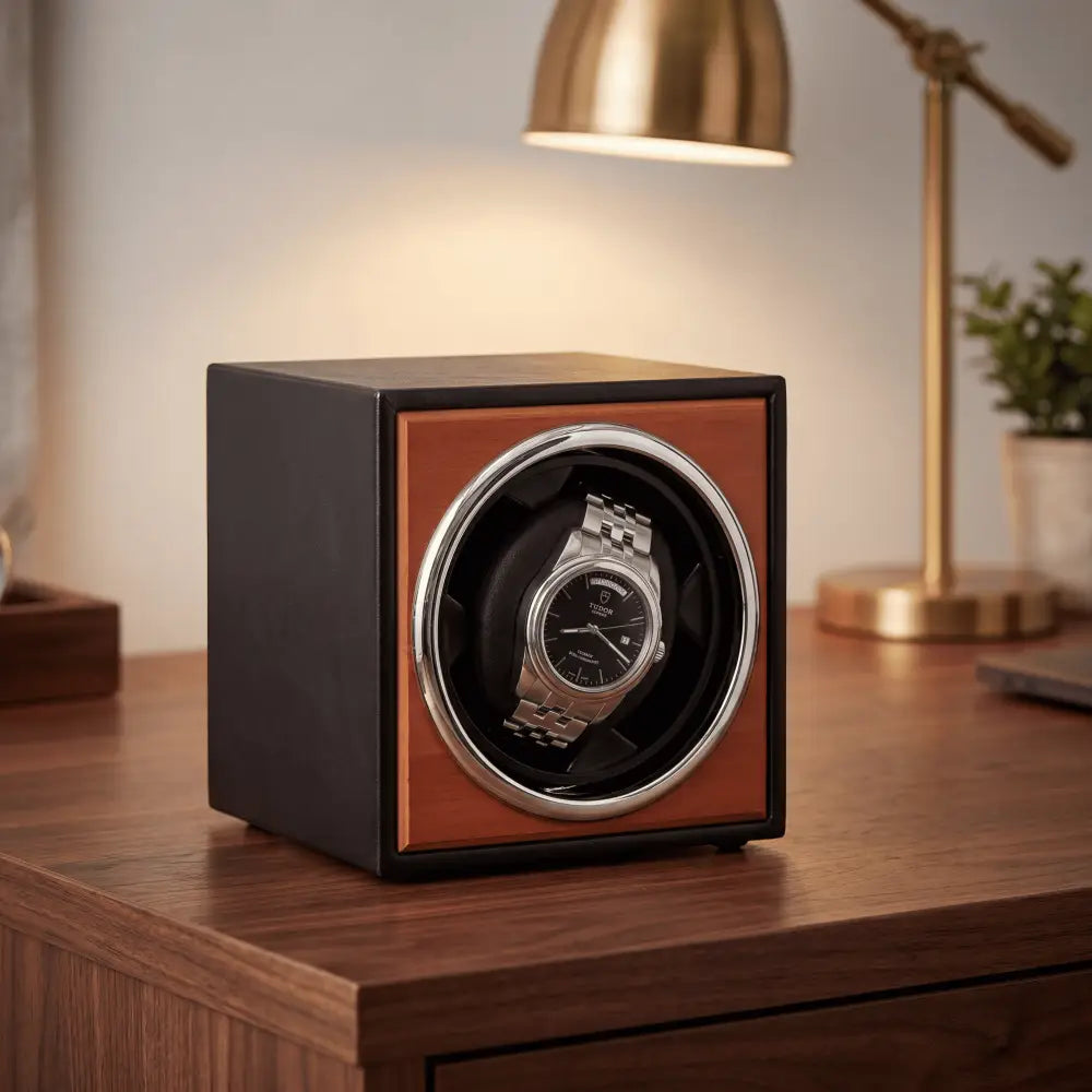 Remontoir cube en bois naturel pour montre automatique
