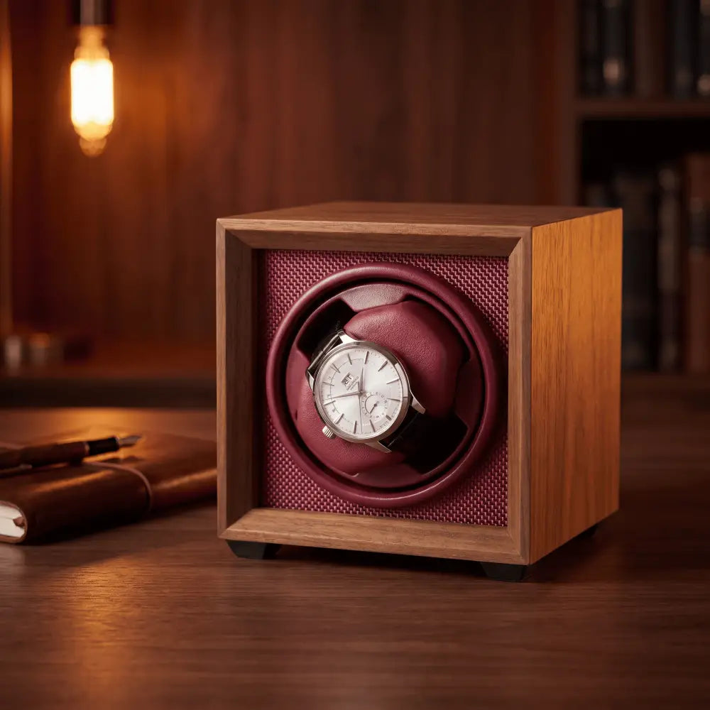 Remontoir cube pour montre automatique coloris bordeaux