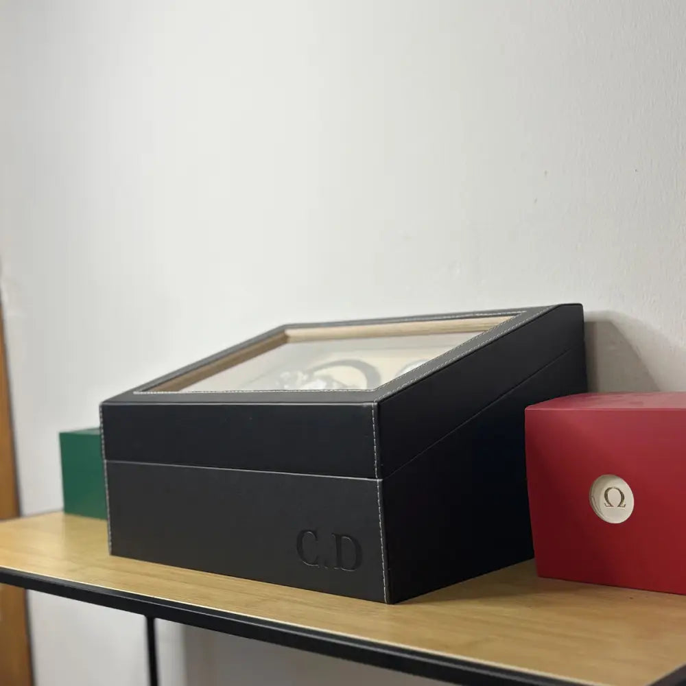 Remontoir coffret 4 montres automatiques et 10 rangements - couvercle ouvert