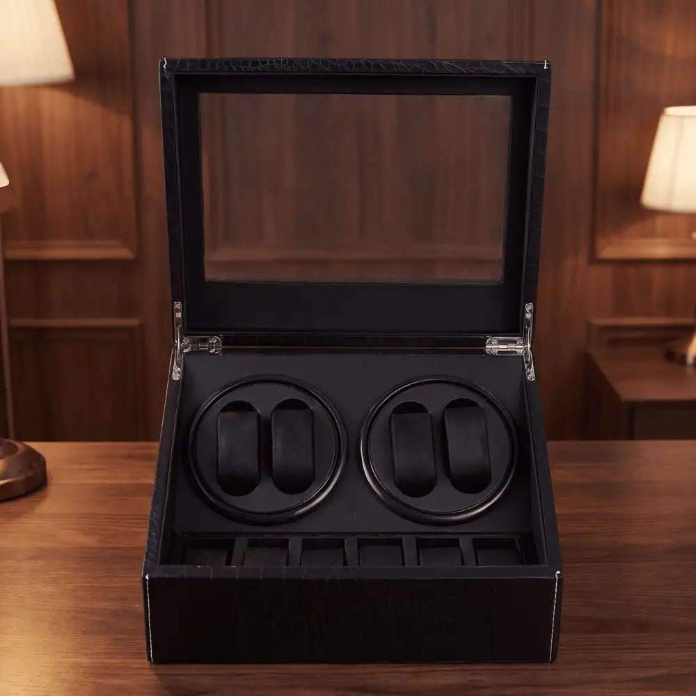 Remontoir coffret 4 montres automatiques et 10 rangements - contenu du coffret