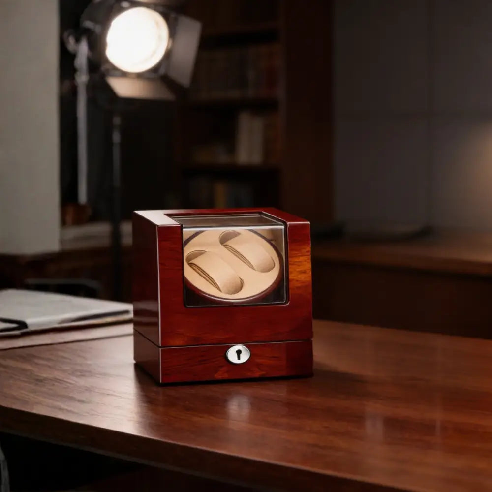 Remontoir double pour 2 montres automatiques en bois - détail des matériaux