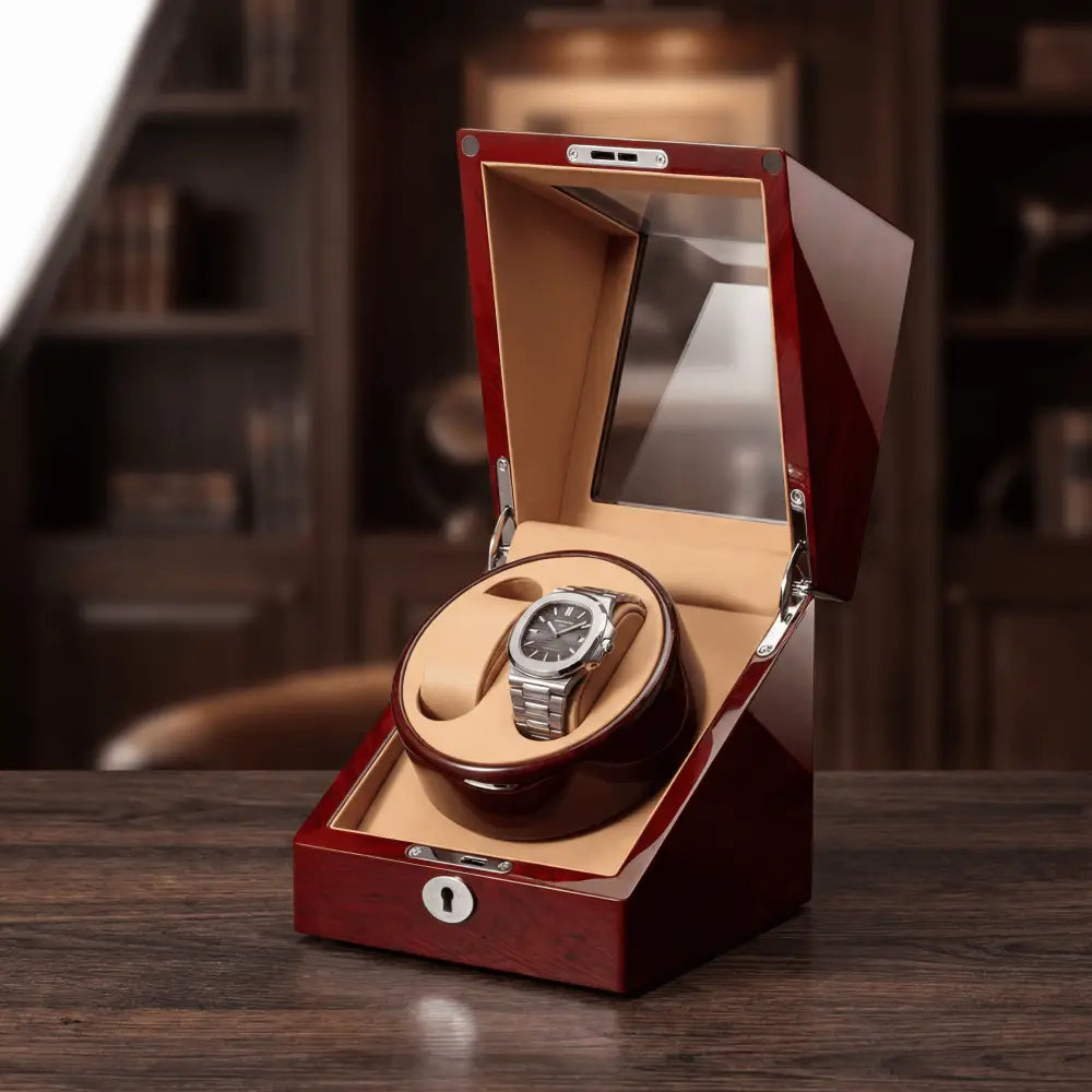 Remontoir double pour 2 montres automatiques en bois - vue de trois quarts