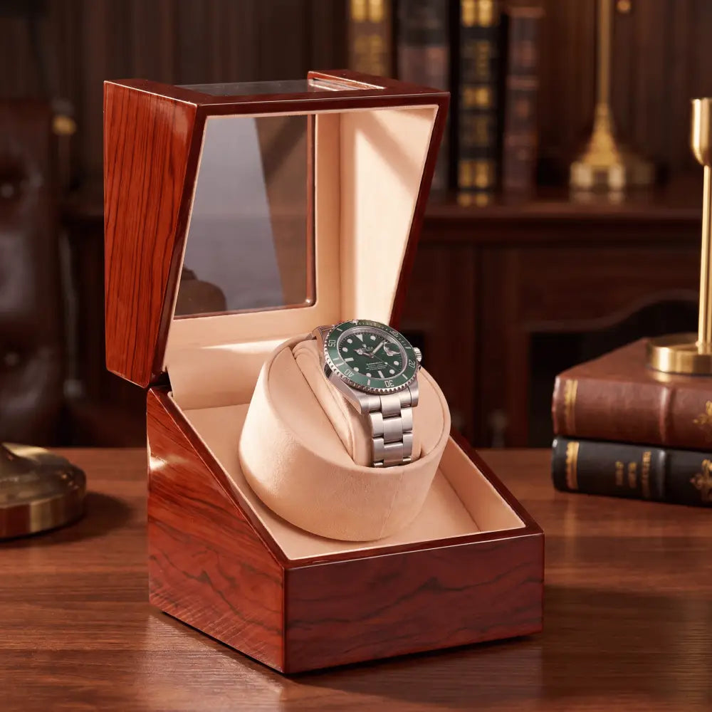Remontoir montre automatique silencieux 1 montre en bois - vue de face