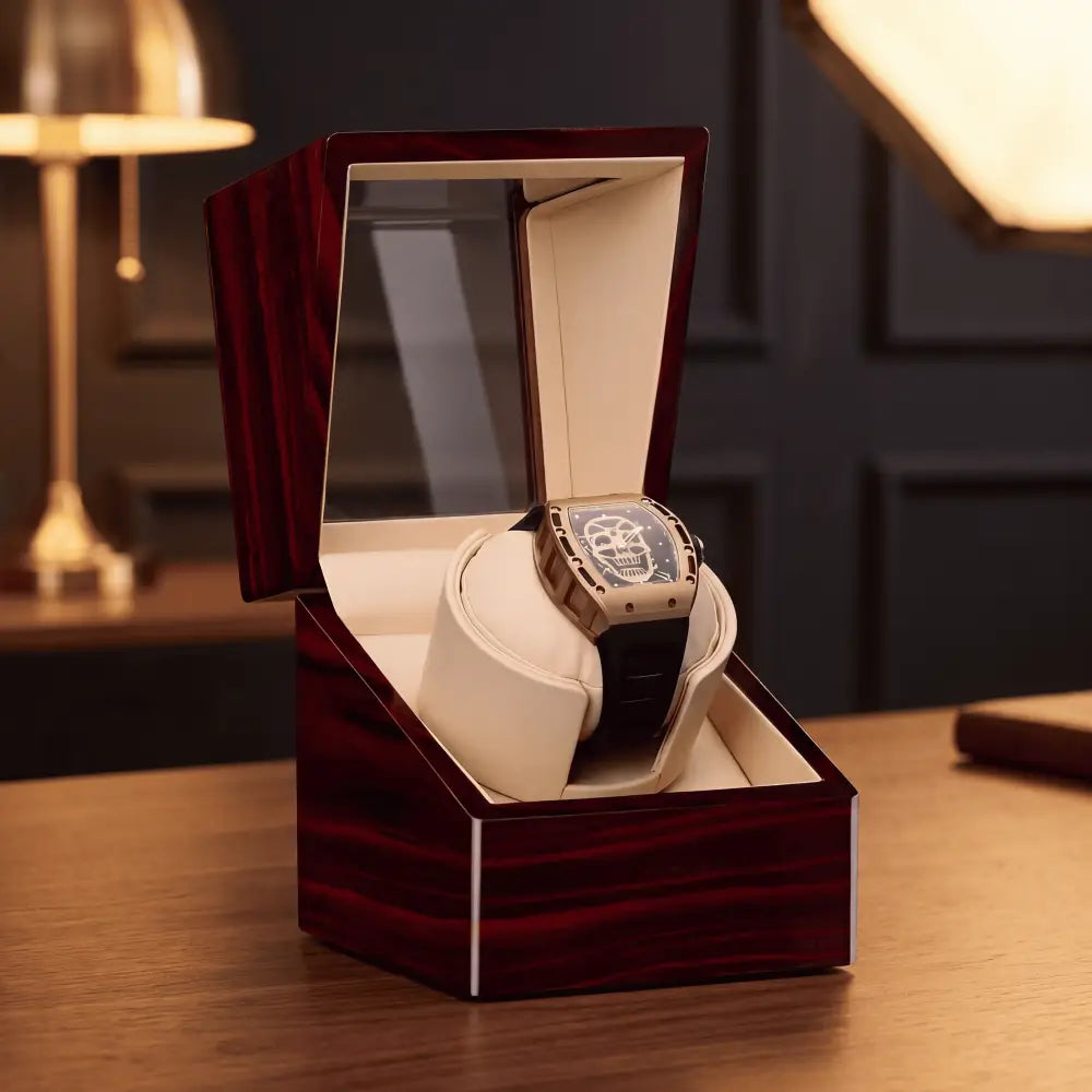 Remontoir montre automatique silencieux 1 montre en bois - vue de trois quarts