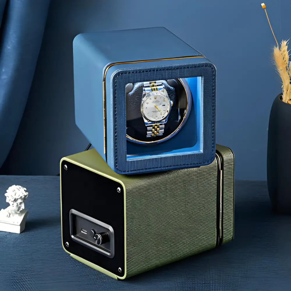 Remontoir montre automatique 1 montre coloris vert - détail de la finition
