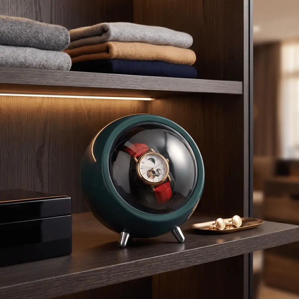 Remontoir montre automatique design sphère compact - vue de côté