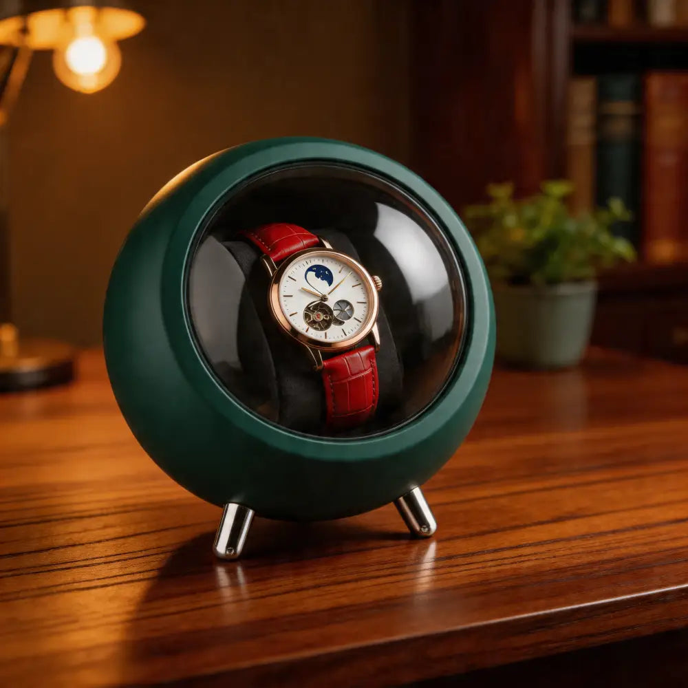 Remontoir montre automatique design sphère compact - vue de face